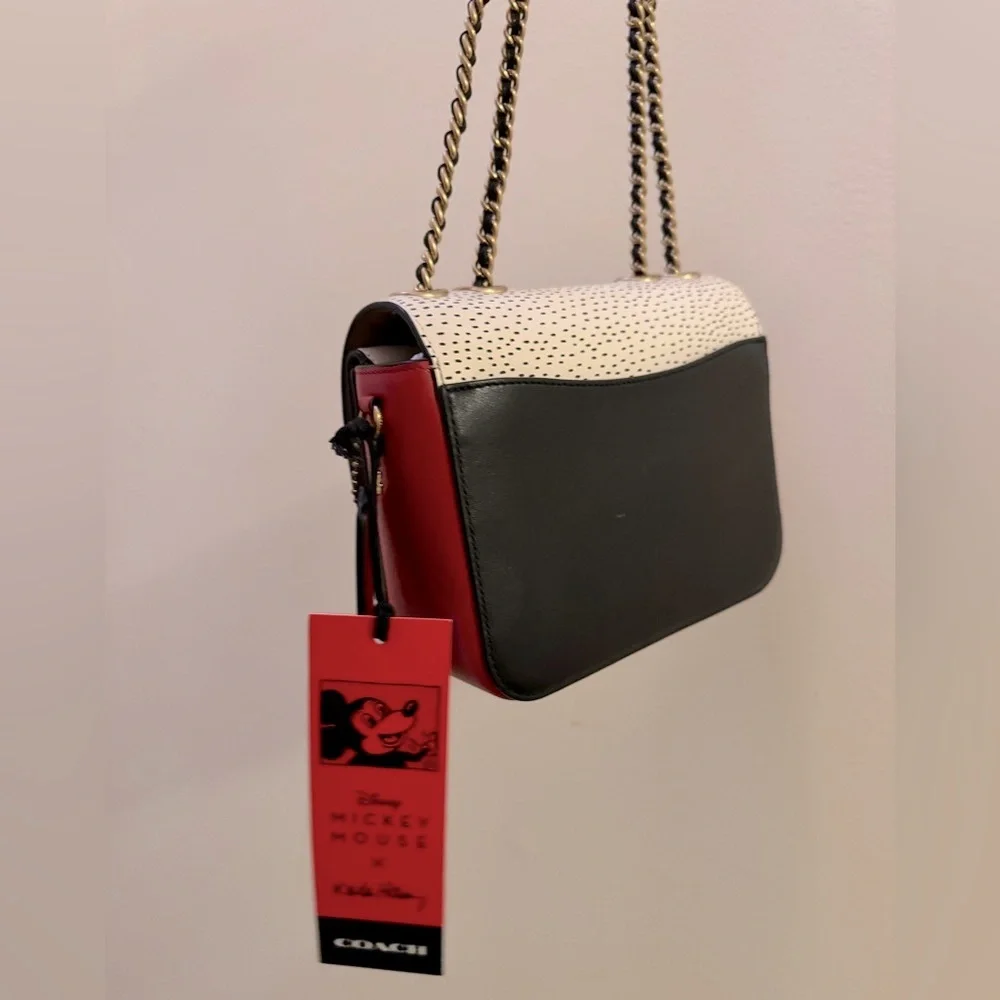 Coach Madison 19 Disney Mickey Keith Haring Electric Red Multi Shoulder Bag - Picture 3 of 9